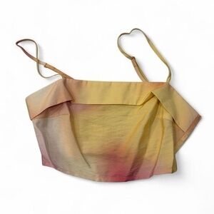 Sunset Watercolor Tie-Dye Bandeau/Crop Tube Top in Yellow, Pink Soft Orange Top